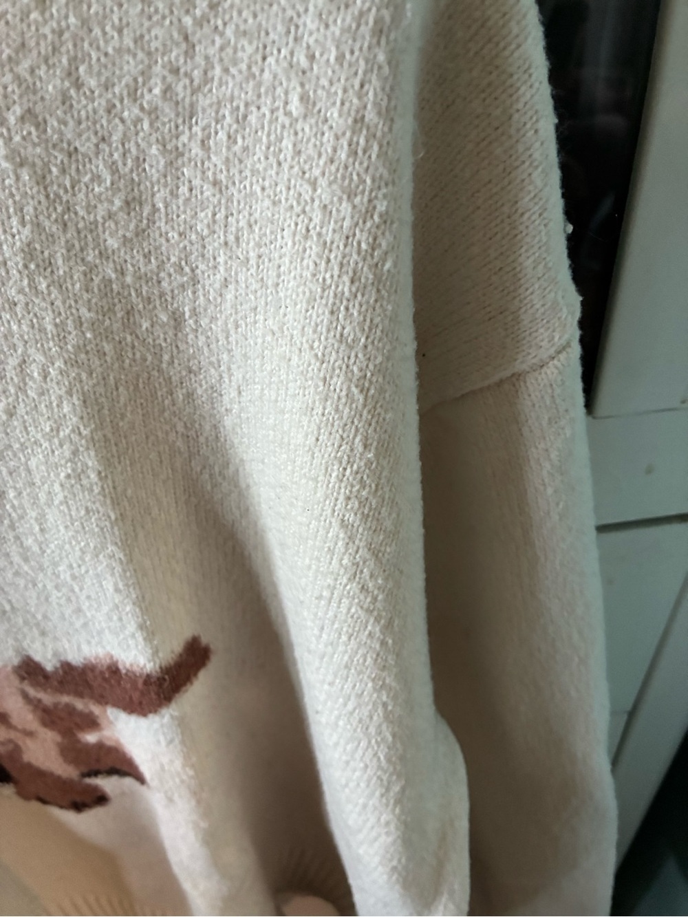 Hazel Moon sz XL Cream Sweater with Brown Puppy Motif - Picture 5 of 8